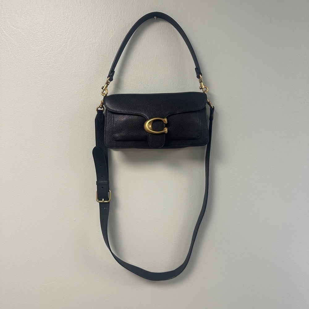 Coach Tabby Shoulder Bag 26 Black Polished Pebble Leather Crossbody 73995